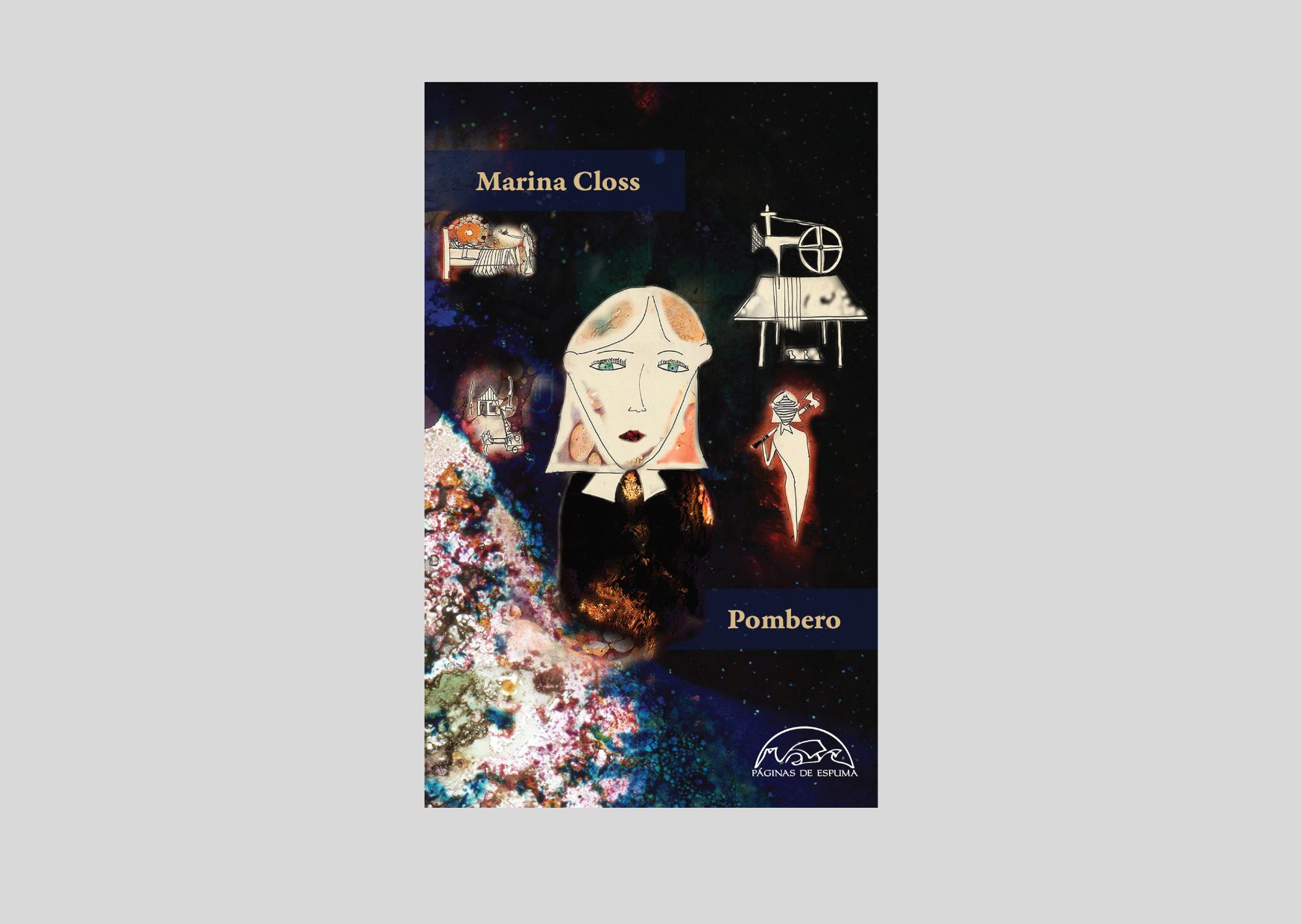 Imagen de la portada del libro de relatos Pombero de la escritora argentina Marina Closs, editado por la editorial de cuentos Páginas de espuma