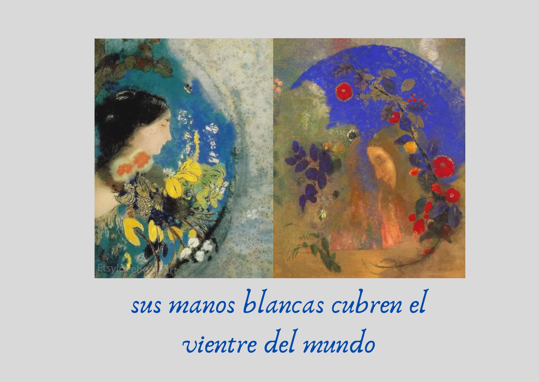 Odile Redon, artista francés, OPHELIA “Ofelia” (izquierda) / PROFIL SOUS UNE ARCHE “Perfil bajo un arco” (derecha)