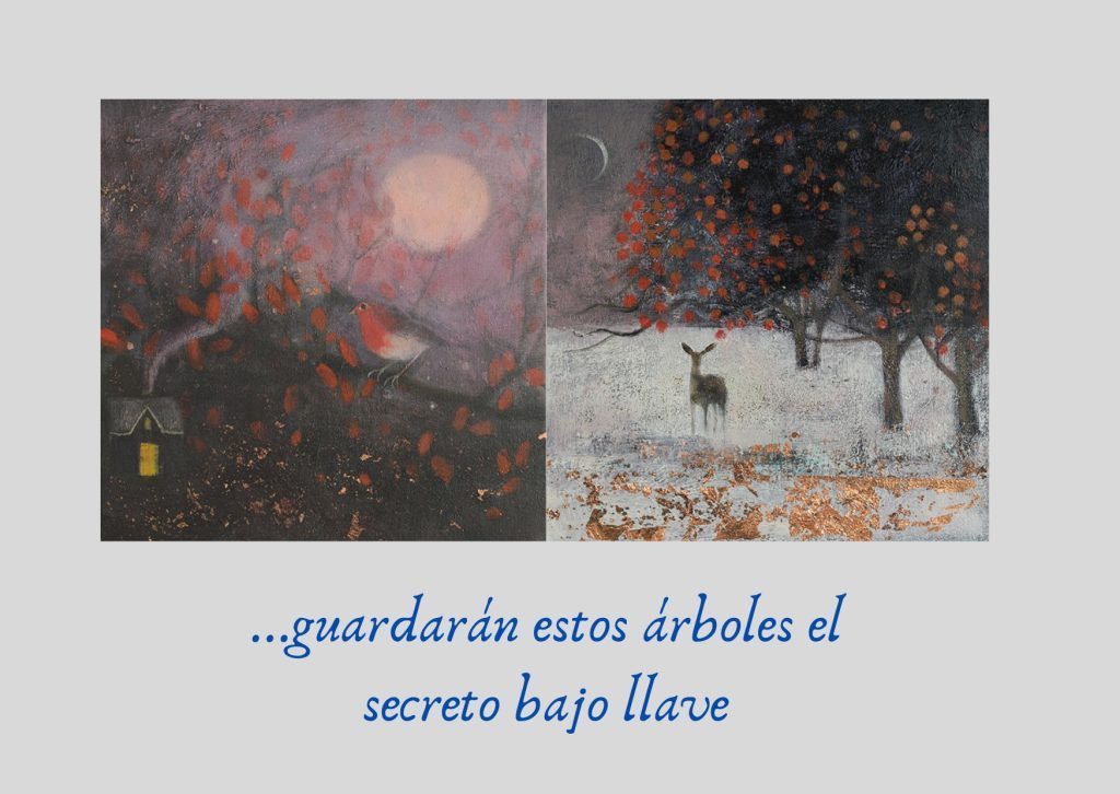 obras de la artista británica Catherine Hyde, “ROBIN: AT THE EDGE OF TWILIGHT” (imagen de la izquierda) y “UNDER THE CRESCENT MOON” (imagen de la derecha)