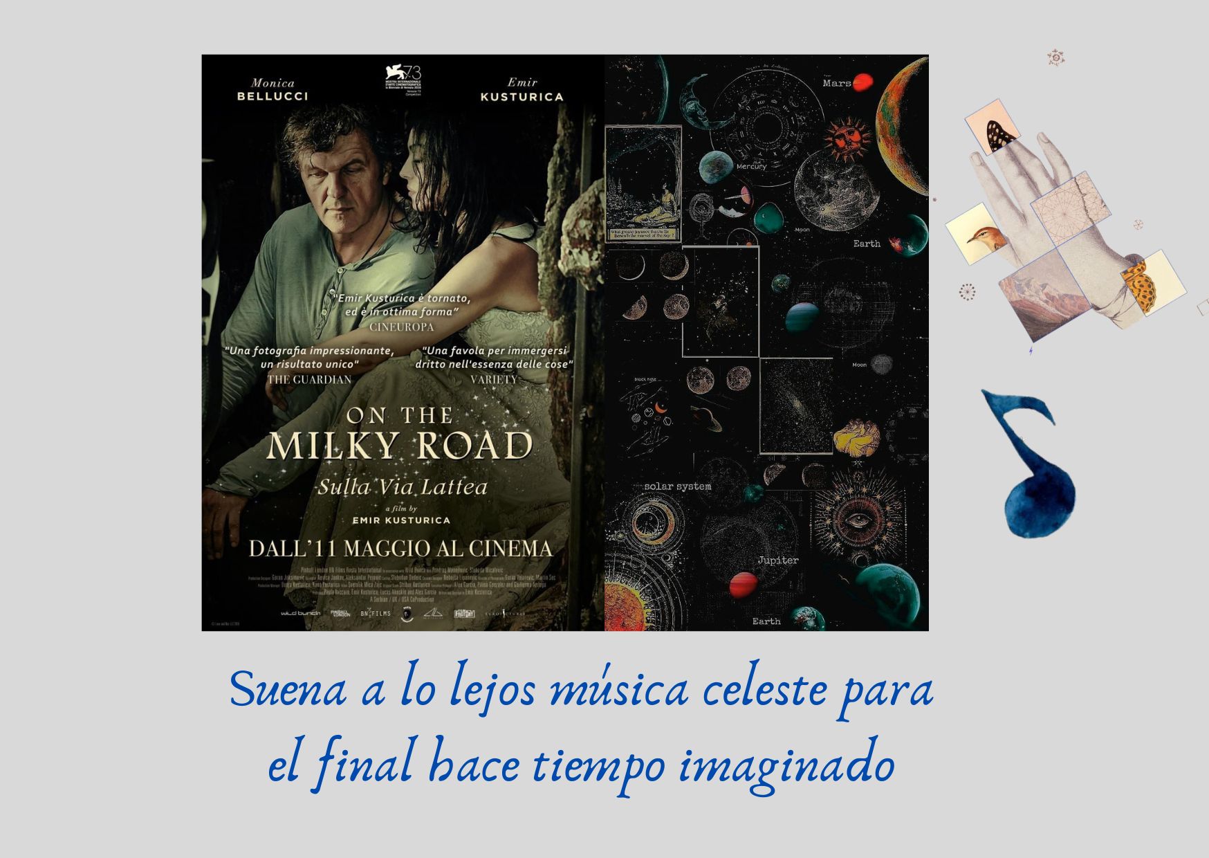 collague con carátula de la película "Vía Láctea" del director Emir Kusturica